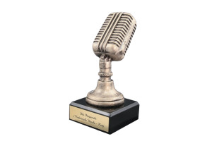 Statuetka Mikrofon Vintage - atrakcyjna figurka odlewana - wysokość 17 cm - FOL010