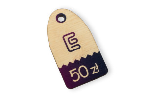 Etykiety drewniane, cenówki - wymiary: 32x60mm - druk UV - EDR012