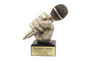 Statuetka Mikrofon 2 - atrakcyjna figurka odlewana - wysokość 13,5cm - FOL024