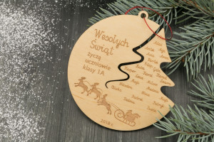 Drewniane bombki choinkowe - średnica: 100mm - grawerowane i bejcowane - BDR015