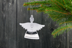 Lustrzane ozdoby z Twoim grawerem - wym. 77x68mm - aniołek - BDR011