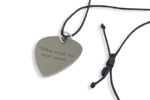 Naszyjnik gitarzysty i gitarzystki - kostka do gry na gitarze z własną grafiką i tekstem - stal - KG06