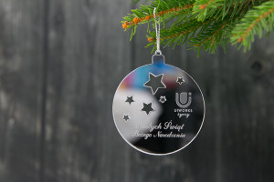 Lustrzane bombki z Twoim grawerem - wym. 60x69mm - gwiazdki - BDR012