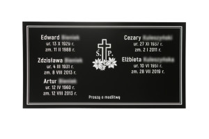 TABLICA NAGROBKOWA - czarny laminat gładki - biały grawer wym. 750x400mm - TAB071
