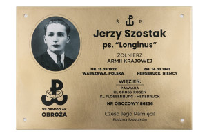 Tablica pamiątkowa z fotografią  - mosiądz szczotkowany i lakierowany - wym. 300x210mm - TAB076