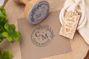 Stempel ślubny wianek do odbijania w tuszu - średnica gryfu 50mm - STS002