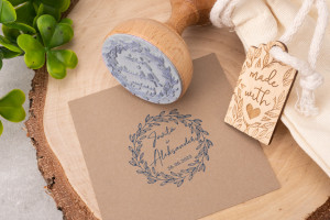 Stempel ślubny wianek do odbijania w tuszu - średnica gryfu 50mm - STS003