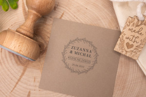 Stempel ślubny wianek do odbijania w tuszu - średnica gryfu 50mm - STS008