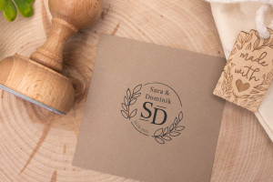 Stempel ślubny wianek do odbijania w tuszu - średnica gryfu 50mm - STS014