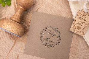 Stempel ślubny wianek do odbijania w tuszu - średnica gryfu 50mm - STS023