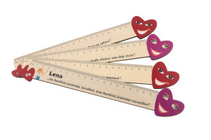 Walentynkowe linijki z drewna - kolorowy druk UV - LIN003