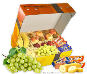 Obst-Geschenkbox Team-Obstbox mit Snacks von Hansen Obst