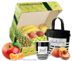 Obst-Geschenkbox Glücksbox von Hansen Obst