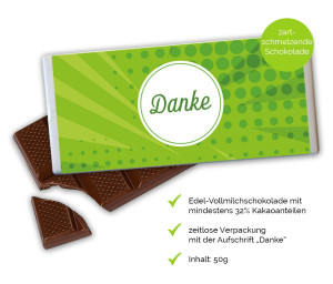 Obst-Geschenkbox Gutschein-Karte "Danke" mit Schokolade von Hansen Obst