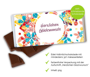 Obst-Geschenkbox Gutschein-Karte "Herzlichen Glückwunsch" mit Schokolade von Hansen Obst