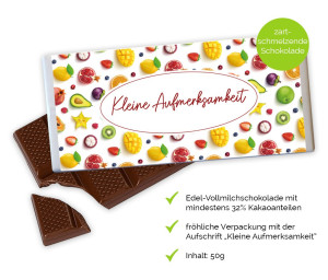 Obst-Geschenkbox Gutschein-Karte "Kleine Aufmerksamkeit" mit Schokolade von Hansen Obst