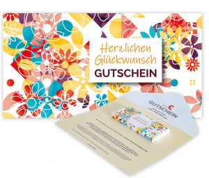 Obst-Geschenkbox Gutschein-Karte "Herzlichen Glückwunsch" mit Schokolade von Hansen Obst