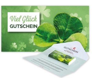 Obst-Geschenkbox Gutschein-Karte "Viel Glück" mit Schokolade von Hansen Obst