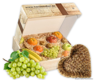 Obst-Geschenkbox Obstkorb Herz von Hansen Obst