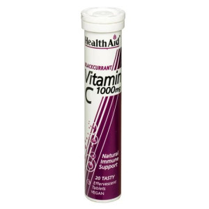Health Aid Vitamin C 1000mg Effervescent Blackcurrant - 20 tabs