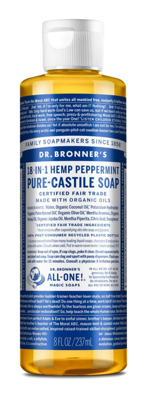 Dr Bronner's Peppermint Castile Liquid Soap - 237ml
