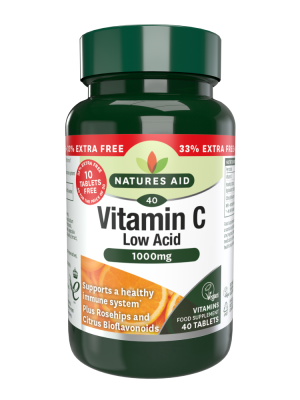 Natures Aid Vitamin C Low Acid 1000mg - 120 tabs (90+30 Free)