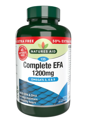Natures Aid Complete EFA 1200mg (Omega 3,6+9) - 135 Softgels (90+45 Free)