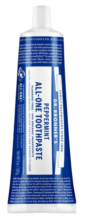 Dr Bronner's Peppermint All-One Toothpaste - 140g