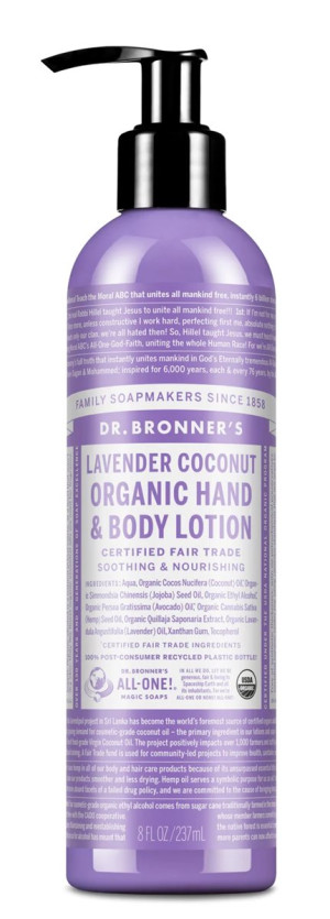 Dr Bronner's Lavender Coconut Hand & Body Organic Lotion - 237ml