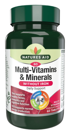 Natures Aid Multi Vitamins & Minerals Without Iron - 60 tabs
