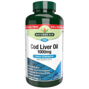 Natures Aid  Cod Liver Oil (High Strength) 1000mg - 120 softgels