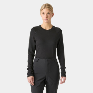 Helly Hansen Dame Lifa Merino Mellomvekt Crew Basislag Svart S SvartS
