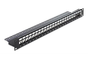 Keystone standardsystem 24 Keystone-uttag 19 tum patchpanel Svart