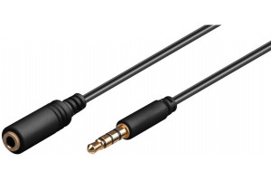 hbb Förlängningskabel för headset 3.5 mm 1 meter Svart