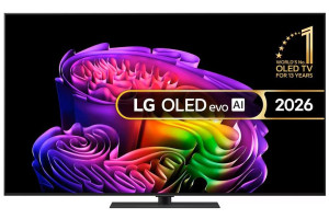 LG OLED55G66LS evo AI G6 med bordsstativ Svart