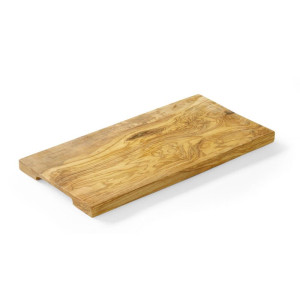 Tocator dreptunghiular cu manere canelate, Hendi, lemn de maslin, 350x180x(H)18 mm
