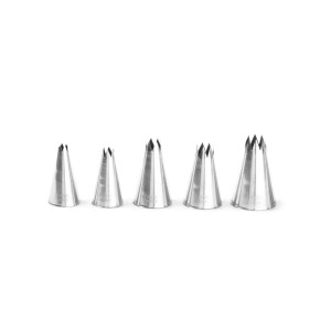 Set 5 varfuri pentru decorare (duiuri) zimtate pt patiserie, Hendi, inox