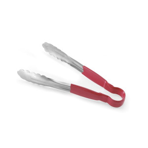 Cleste servire 300mm, din otel inoxidabil cu maner acoperit cu PVC rosu