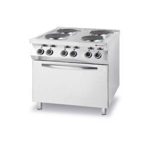Aragaz electric Hendi Kitchen Line cu 4 plite si cuptor convectie 400V/13400W GN1/1 800x700x(H)900 mm
