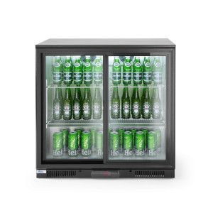 Vitrina frigorifica de prezentare usi glisante interval temp. 2/10?C, 220 W, corp inox, ARKTIC by Hendi, 900x500x(H)900 mm 198 Litri, Clasa energetica E