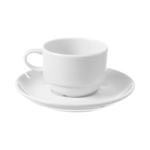 Ceasca cu farfuriuta Bianco 230 ml portelan alb, , Fine Dine