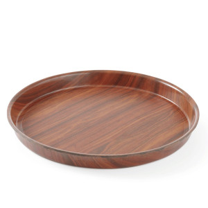 Tava Hendi pentru servire, imitatie lemn rotunda, cu margine inalta 360 mm