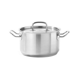 Oala medie cu capac Hendi,6 Lit,24 cm diametru x13,5 cm inaltime, otel inoxidabil 18/0, inductie