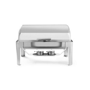 Chafing dish cu capac Rolltop, Gastronorm 1/1, 9lt, inox, 66x49x(H)46 cm, Hendi, include 2 suporturi pentru combustibil incalzire