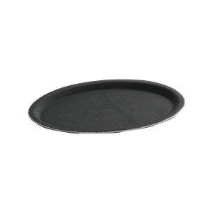 Tava servire ovala, Hendi, poliester armat cu fibra de sticla, neagra, 21x29 cm