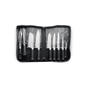 Set promotional cutite, 9 piese, Hendi, Kurt Scheller Edition, lame inox cu rezistenta foarte mare, geanta suport inclusa
