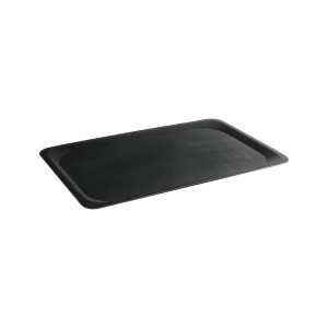 Tava servire dretunghiulara, Hendi, polipropilena neagra cu suprafata din cauciuc anti-alunecare, 255x355 mm