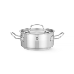 Cratita cu capac 1,5 Lit, 16 cm diametru x 7,5 cm inaltime, inox, gama Hendi Profi Line, potrivita si pt uz profesional