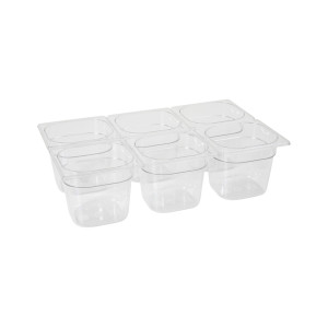 Tava Gastronorm GN 1/6 100 mm 1.6 lt - policarbonat transparent, Hendi, rezistenta la  temperatura -40 gr. Celsius/ 110 gr. Celsius