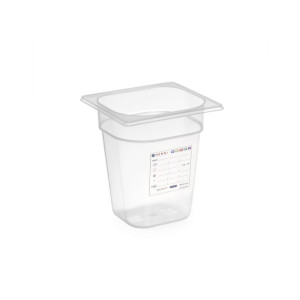 Tava Gastronorm 1/6, 176x162x(H)100 mm, 1.6 litri cu marcaj HACCP, polipropilena, Hendi